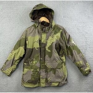 Burton Dryride Jacket Youth XL (14-16) Green Hooded Snowboard Winter Colorblock